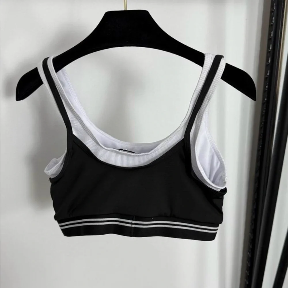 ALO Yoga Black and White Strappy Tank Top - Picture 2 of 2